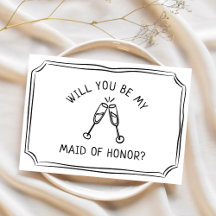 Whimsical Champagne Toast Maid of Honour Proposal 