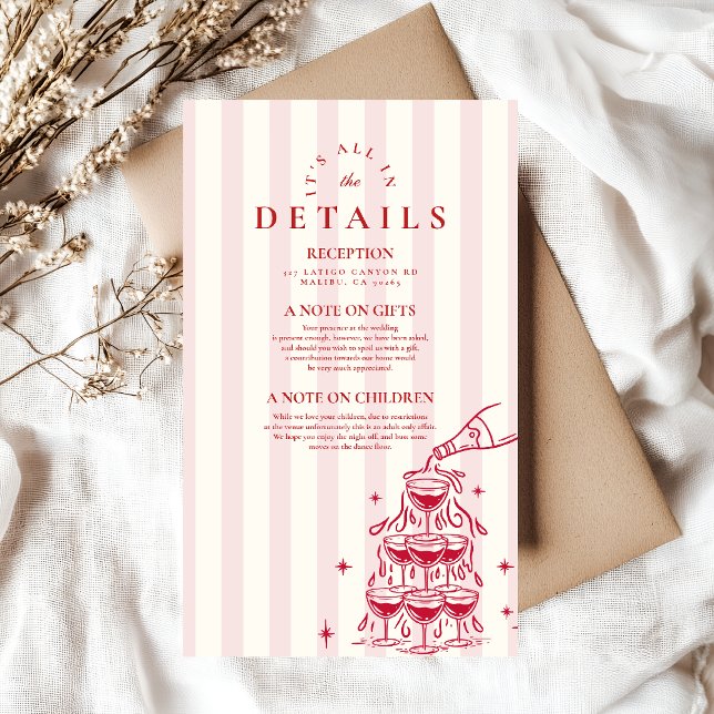 Whimsical Champagne Tower Doodle Wedding Enclosure Card (Creator Uploaded)