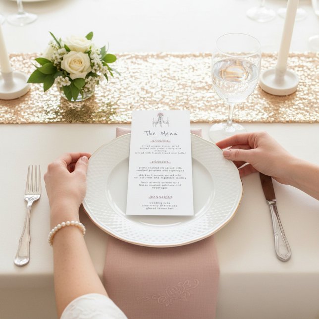 Whimsical Chandelier Dessert Cake Wedding Menu (Creator Uploaded)