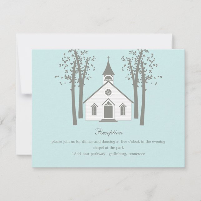 Whimsical Chapel Wedding Reception Enclosure Card (Front)