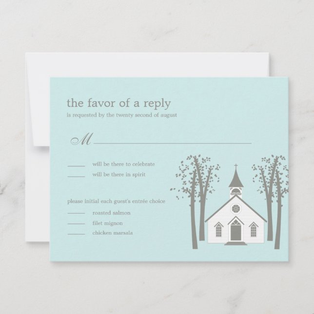Whimsical Chapel Wedding RSVP / Response Card (Front)