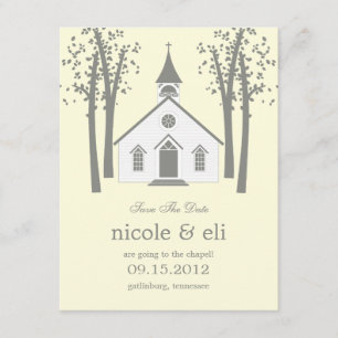 Whimsical Chapel Wedding Save The Date Card