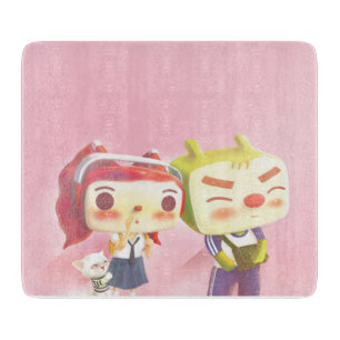 Whimsical Characters with Cat Cutting Board