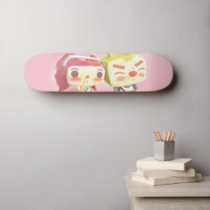 Whimsical Characters with Cat Skateboard