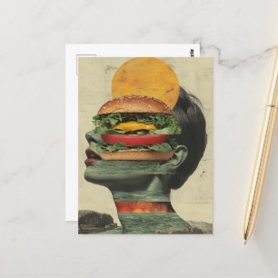 Whimsical Cheeseburger Fantasy Portrait Design Postcard