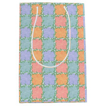 Whimsical Chequered Tile with Leafy Vines