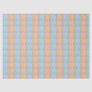 Whimsical Chequered Tile with Leafy Vines Tissue Paper