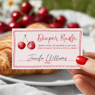 Whimsical Cherry Baby Shower Diaper Raffle Enclosure Card