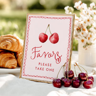 Whimsical Cherry Baby Shower Favors Sign