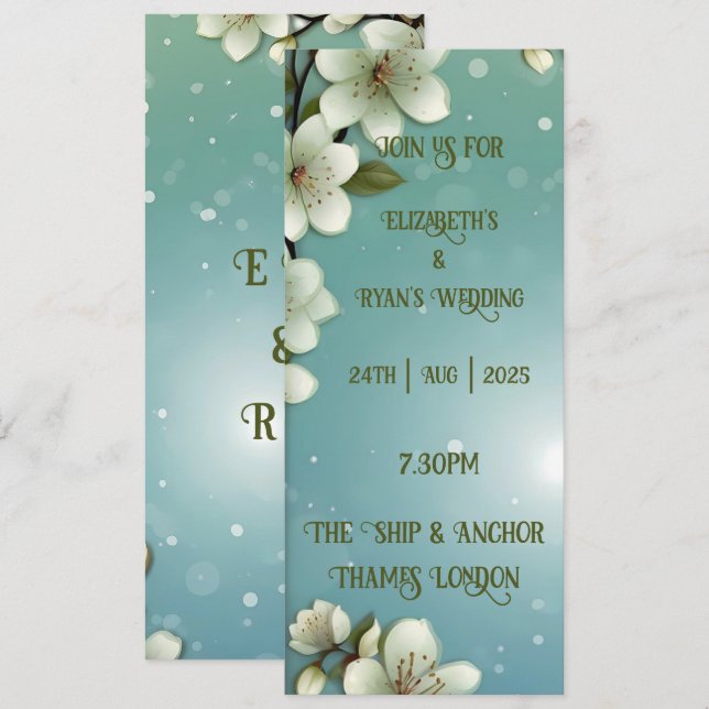 Whimsical Cherry blossom with Sparkles Invitation (Front/Back)