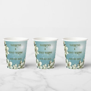 Whimsical Cherry blossom with Sparkles Paper Cups