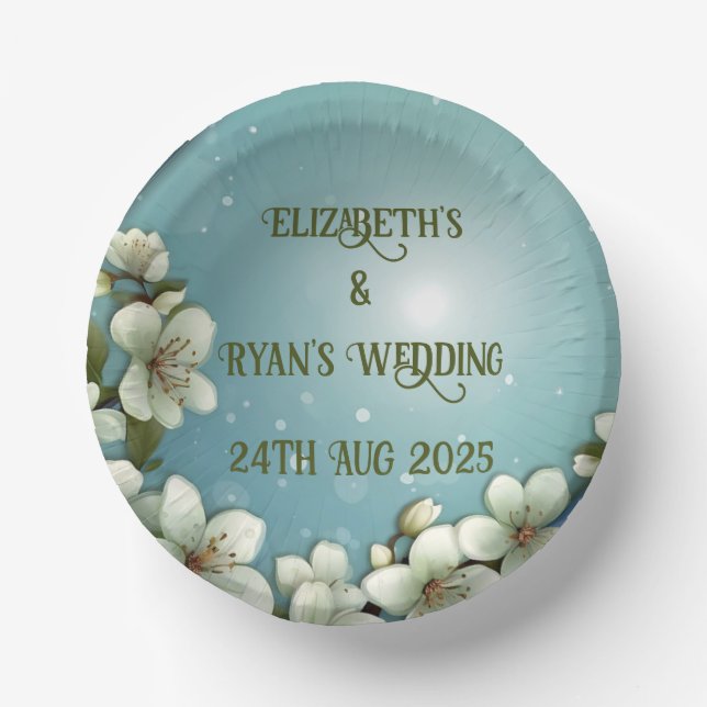 Whimsical Cherry blossom with Sparkles Paper Plate (Front)
