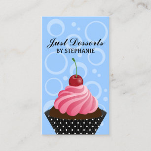 Whimsical Cherry Cupcake Bakery Business Card