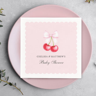 Whimsical Cherry On Top Girl Baby Shower Napkin