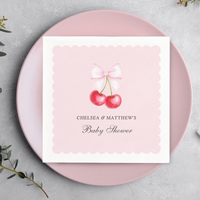 Whimsical Cherry On Top Girl Baby Shower Napkin (Creator Uploaded)