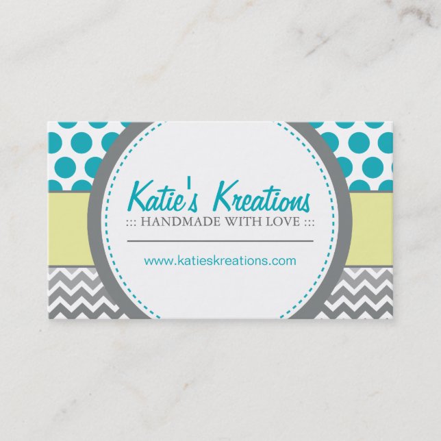 Whimsical Chevron and Dots Business Card (Front)