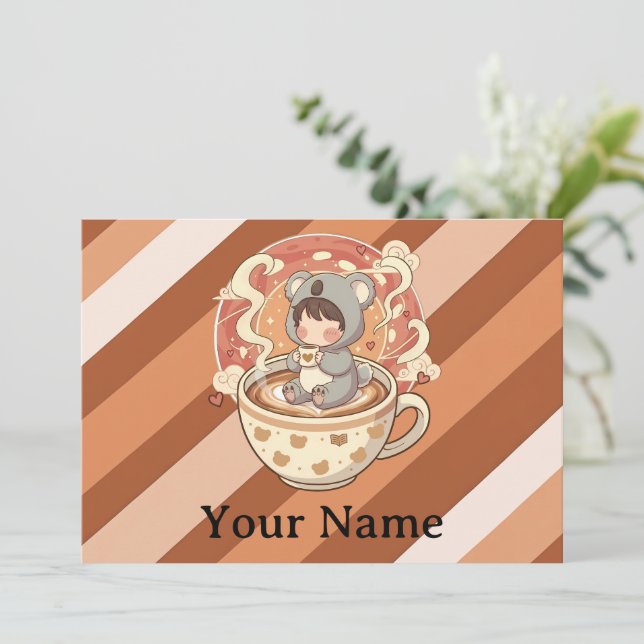 Whimsical Chibi Koala Adventure Greetin Holiday Card (Standing Front)