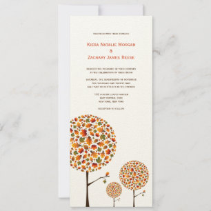 Whimsical Chic Autumn Fall Leaves Pop Tree Wedding Invitation