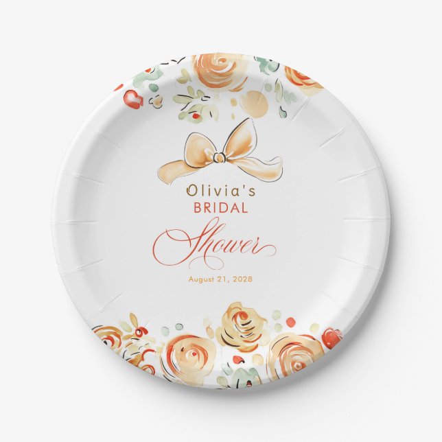 Whimsical Chic Elegant Fall Bridal Shower Paper Plate (Front)