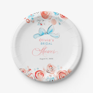 Whimsical Chic Elegant Hand Drawn Bridal Shower Paper Plate