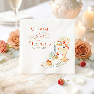 Whimsical Chic Elegant Hand Drawn Fall Wedding Napkin