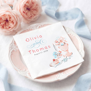 Whimsical Chic Elegant Hand Drawn Wedding Napkin
