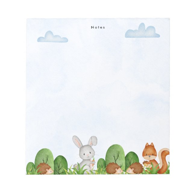 Whimsical Chic Forest Woodland Animals Notepad (Front)