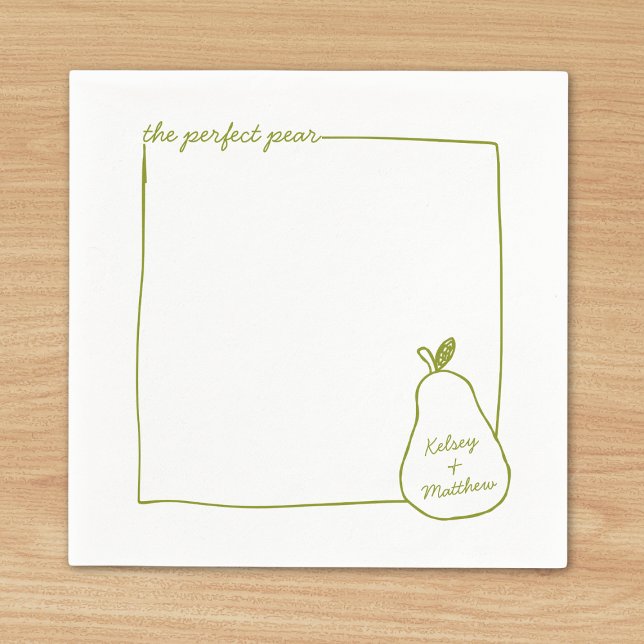 Whimsical & Chic Personalised Funny Pear Wedding  Napkin (Creator Uploaded)
