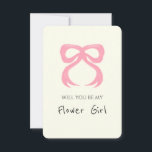 Whimsical Chic Pink Bow Flower Girl Proposal Card<br><div class="desc">Hand drawn Simple Whimsical chic Minimalist coquette Bow Wedding Flower girl proposal card / ring bearer proposal card / Bridesmaid / Groomsman Proposal Card. This whimsical and chic proposal card features an elegant, hand-drawn blush pink bow in a soft, playful style—perfect for inviting your loved ones to join your special...</div>