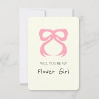Whimsical Chic Pink Bow Flower Girl Proposal Card