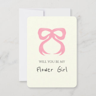 Whimsical Chic Pink Bow Flower Girl Proposal Card