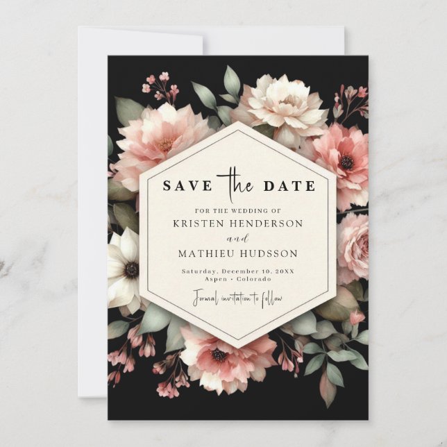 Whimsical Chic Pink Floral Wedding Save The Date (Front)