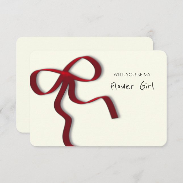 Whimsical Chic Red Bow Flower Girl Proposal Card (Front/Back)