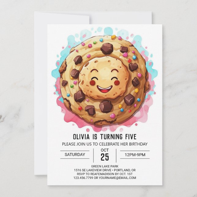 Whimsical Chic Sweets Cookies Birthday Invitation (Front)