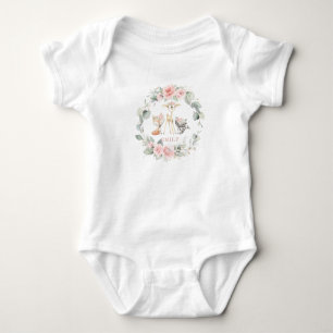 Whimsical Chic Woodland Blush Pink Floral Girl Baby Bodysuit