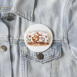 Whimsical Chick Duo Cottagecore Watercolor 7.5 Cm Round Badge