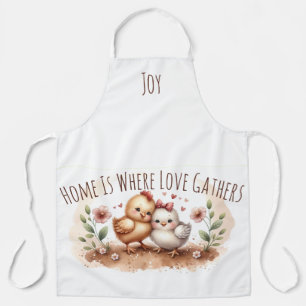 Whimsical Chick Duo Cottagecore Watercolor Apron