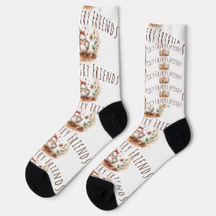 Whimsical Chick Duo Cottagecore Watercolor Socks