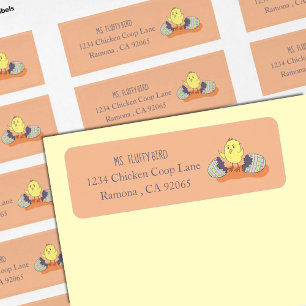 Whimsical Chick Out of Shell Return Address Labels