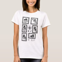 Whimsical Chickadee Postage Stamp Art Women’s Tee