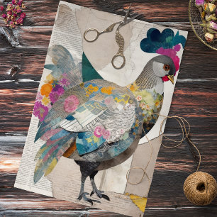 Whimsical Chicken Collage Decoupage Tissue Paper