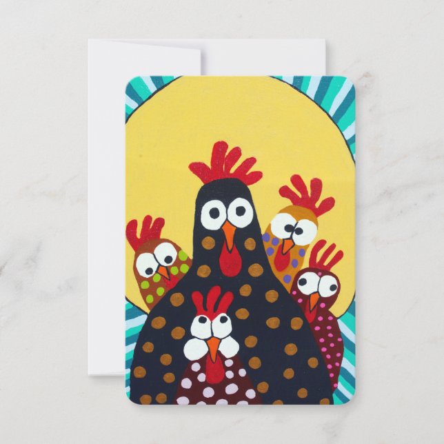 Whimsical Chicken Folk Art  Thank You Card (Front)
