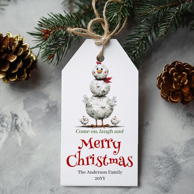 Whimsical Chickens Christmas Gift Tag Custom (Whimsical Chickens Christmas Gift Tag Custom)
