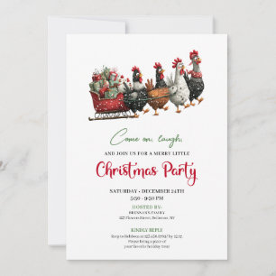 Whimsical Chickens Holiday Celebration Party Card