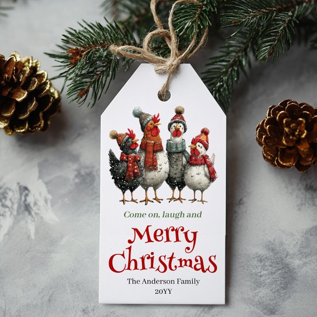 Whimsical Chickens Holiday Gift Tag Editable (Whimsical Chickens Holiday Gift Tag Editable)