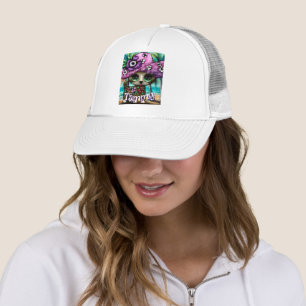 Whimsical Chihuahua Dog Palm Trees Personalised Trucker Hat