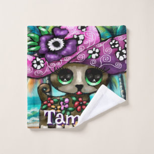 Whimsical Chihuahua Dog Palm Trees Personalised Wash Cloth