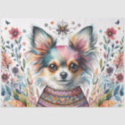 Whimsical Chihuahua in Boho Floral Watercolor