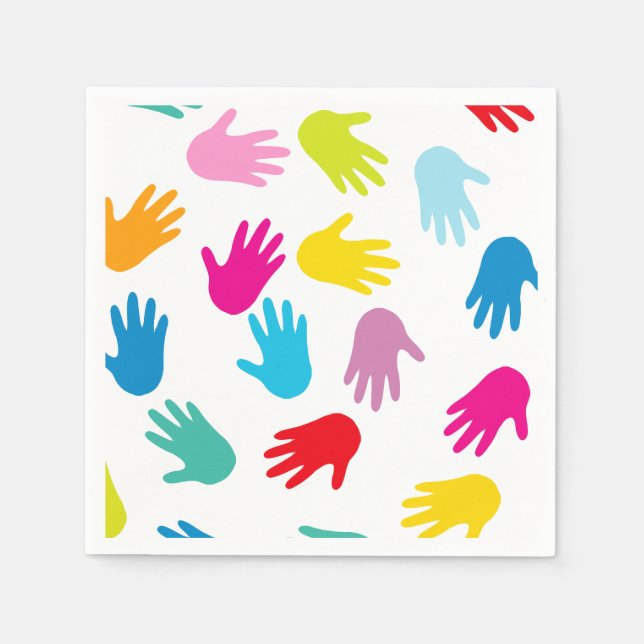 Whimsical Child Hand Prints Pattern Napkin (Front)