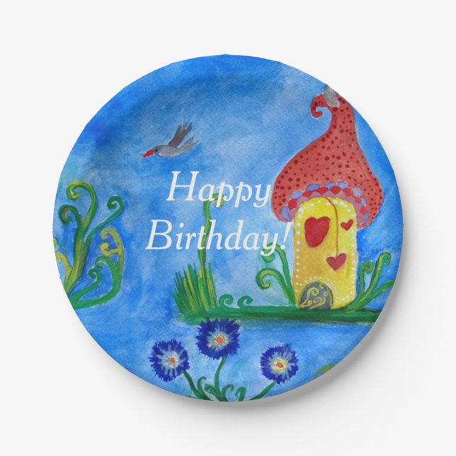 Whimsical Child Illustration Custom Paper Plates (Front)